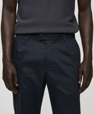 Men's Slim-Fit Cotton Pleated Pants