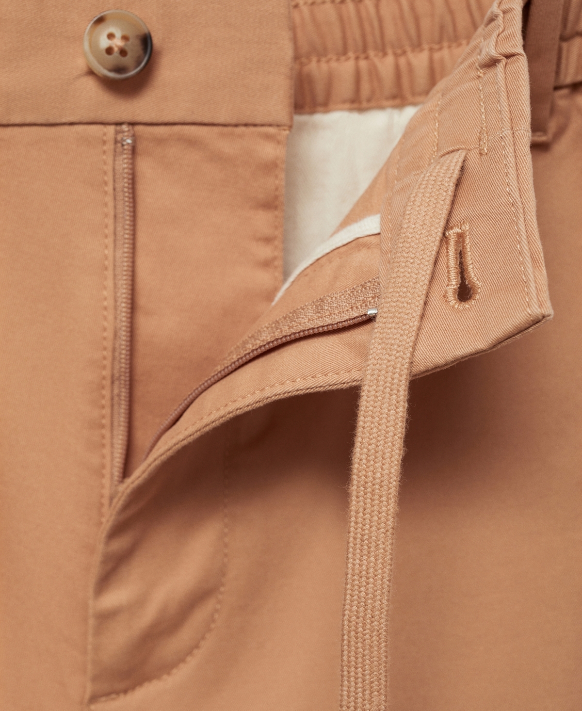 Mango Men's Drawstring Detail Cotton Shorts