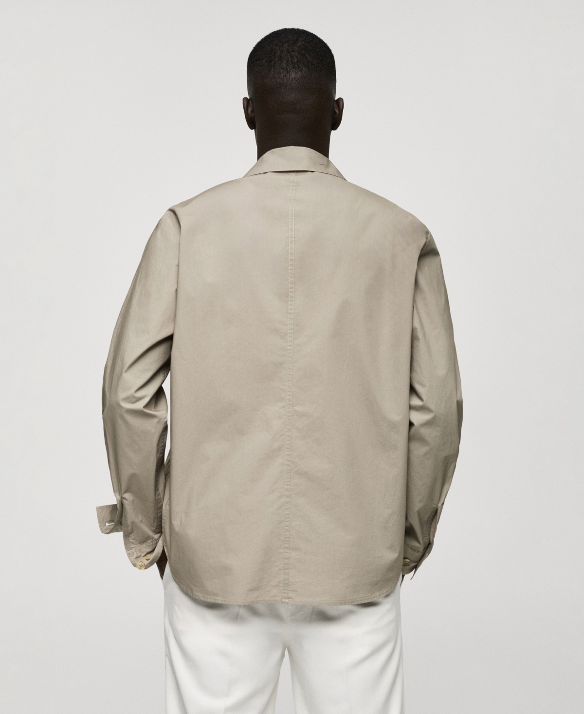 Mango Men's Fluid Cotton Overshirt In Khaki