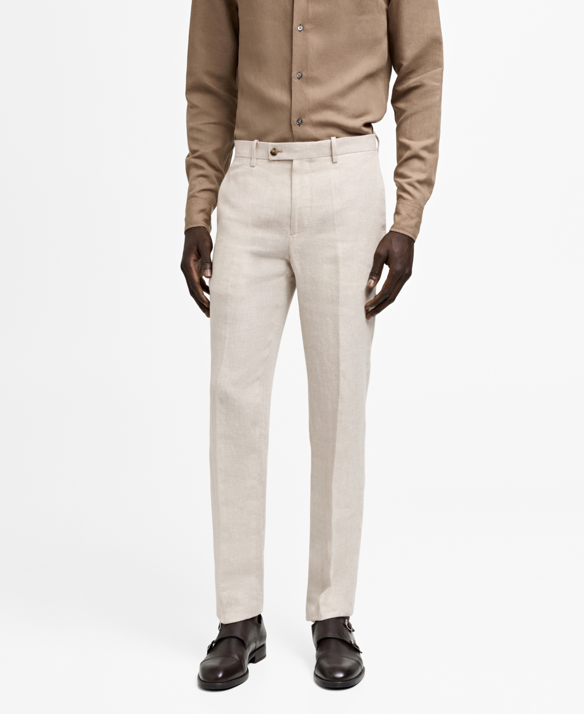 Men's Linen Slim Fit Suit Pants - Beige
