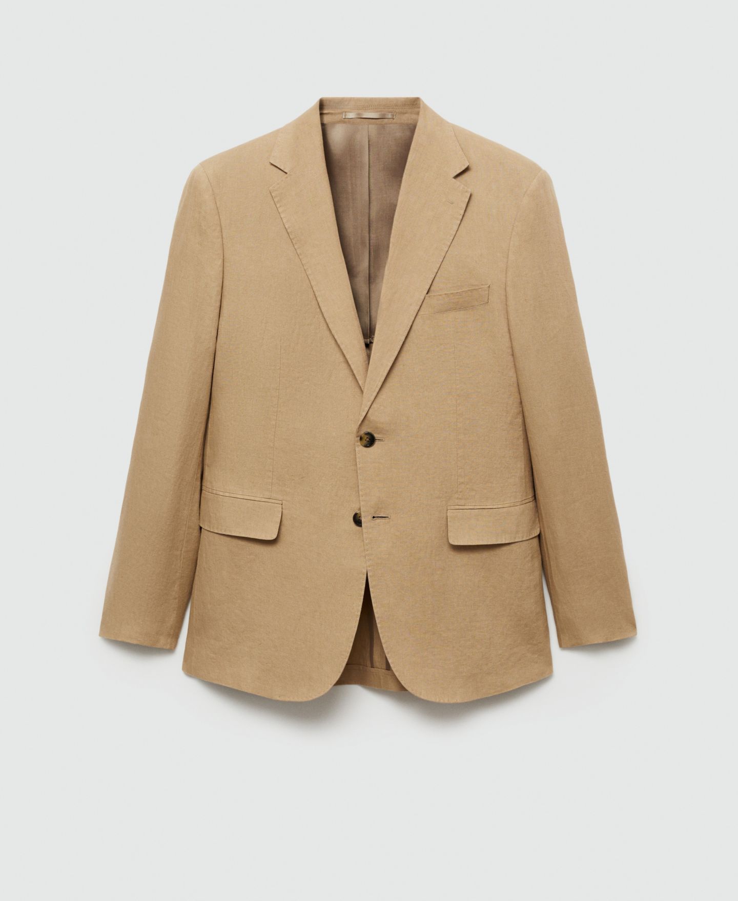 Мужской пиджак MANGO Linen Slim-Fit Suit Blazer, цвет: Средний коричневый — фото 10