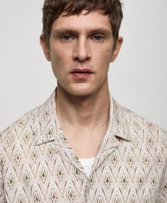 Men's Bowling Collar Printed Flowing Shirt