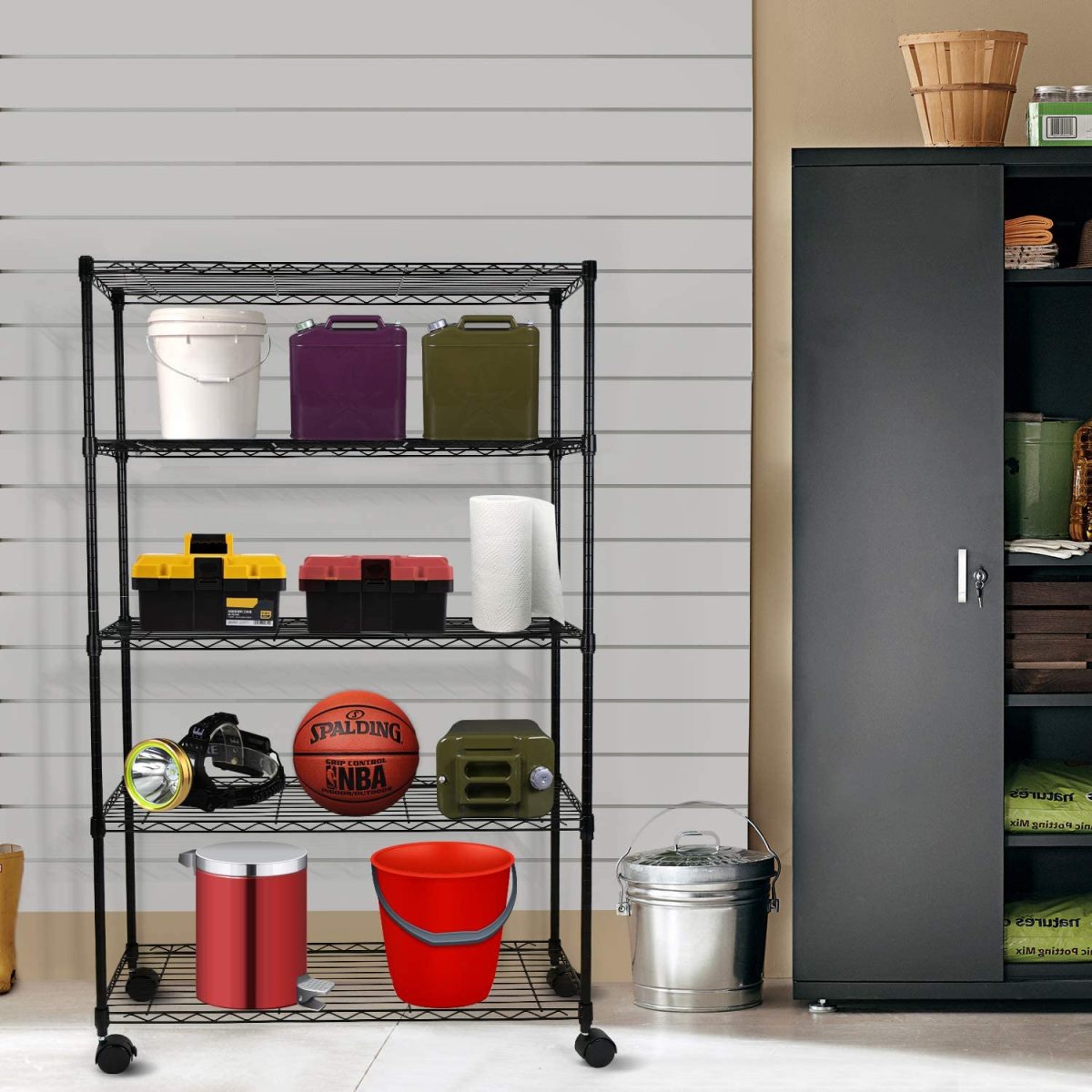 Streamdale Furniture Simple Deluxe Heavy Duty 5-Shelf Shelving Unit With Wheel And Adjustable Feet, 36