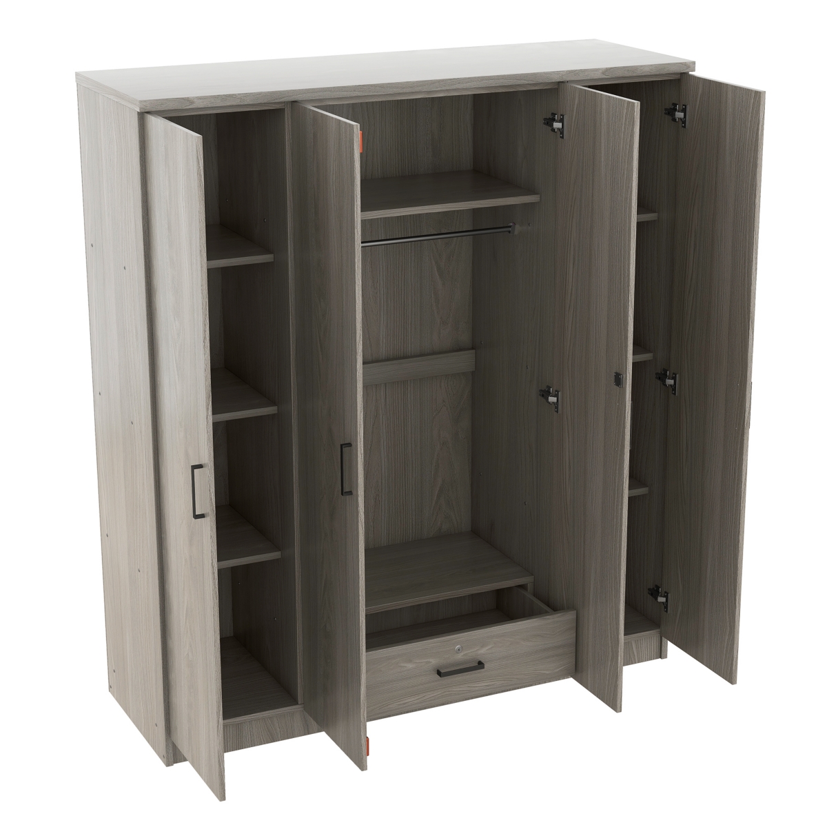 Streamdale Furniture 4-Door Wardrobe with 1 Drawer, Gray