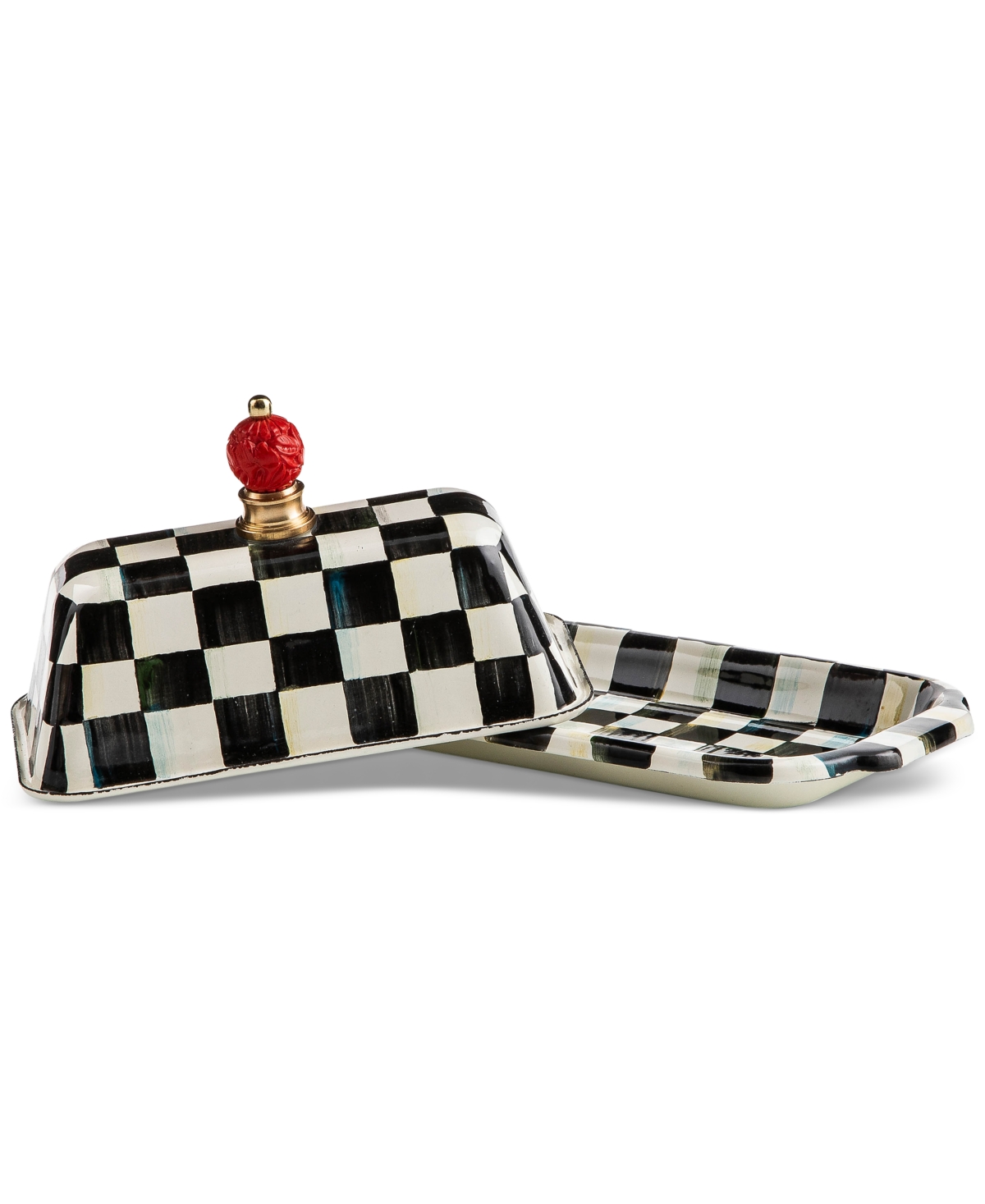 Mackenzie-childs Mackenzie Childs Courtly Check Enameled Steel Butter Box In No Color