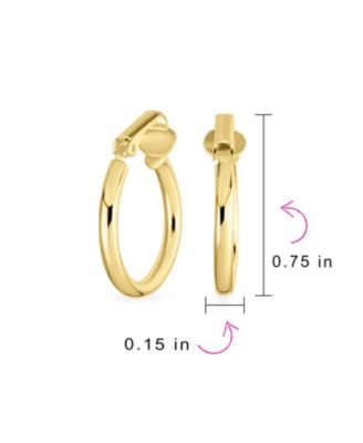 Classic Basic Simple Tube Lightweight Clip On Hoop Earrings Non Pierced Ears Sterling Silver .75 Diameter