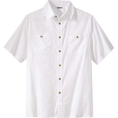 Big & Tall Solid Wrinkle-Resistant Short Sleeve Button Down