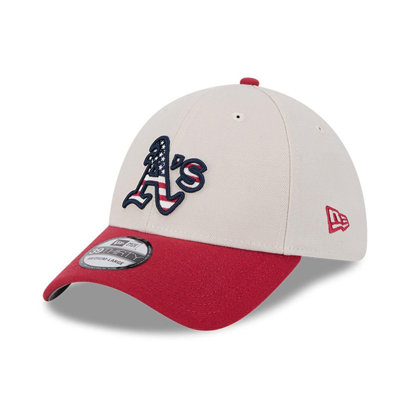 Мужская кепка New Era Red Oakland Athletics 2024 Fourth of July 39THIRTY Flex Hat — фото 4