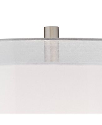 Roxie Modern Floor Lamp Standing 65 1/2" Tall Brushed Nickel Sheer Linen Double Drum Shade for Living Room Bedroom Office House