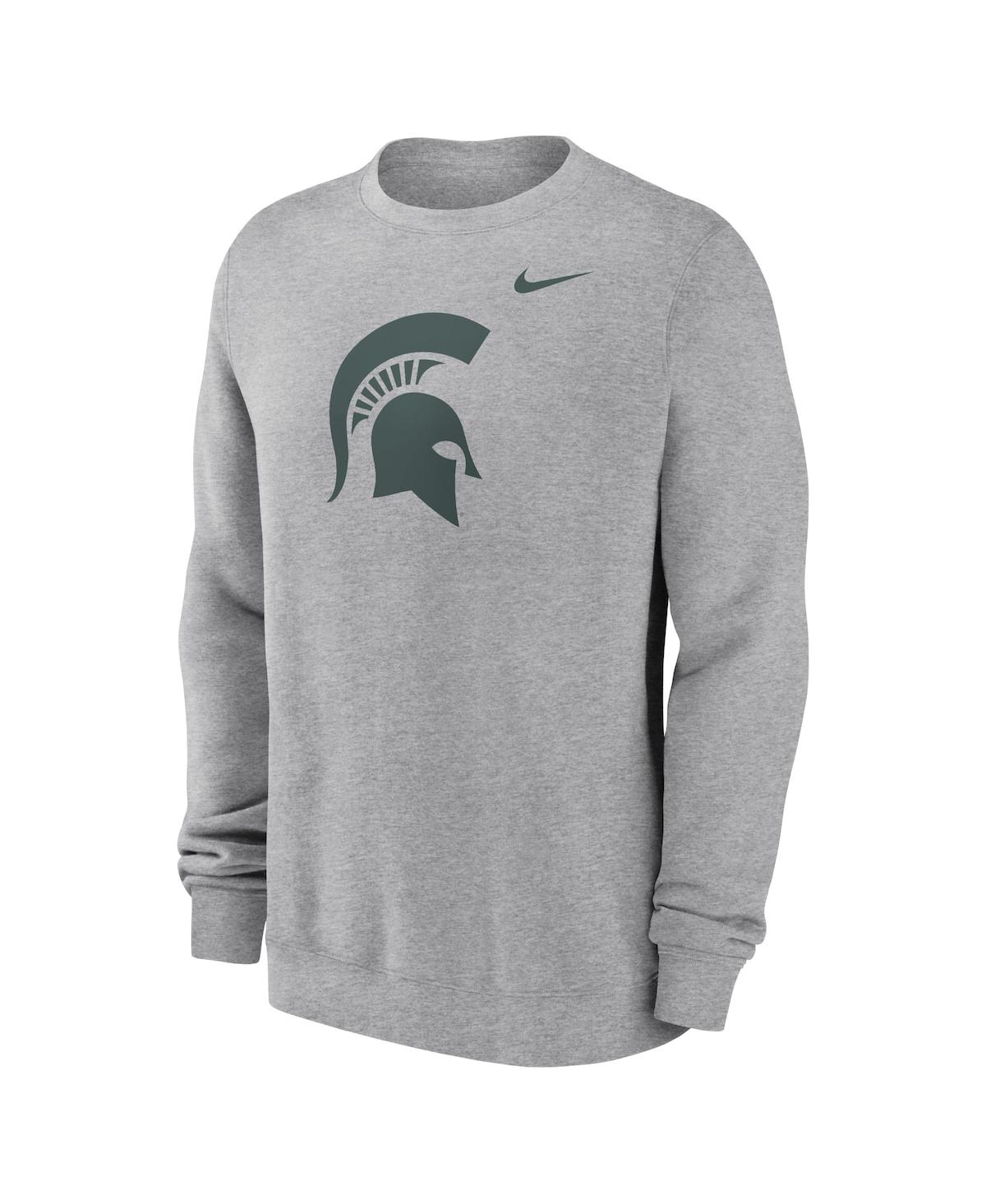 Nike Men's Heather Gray Michigan State Spartans Primetime Evergreen Fleece Pullover Sweatshirt In Heather Gray