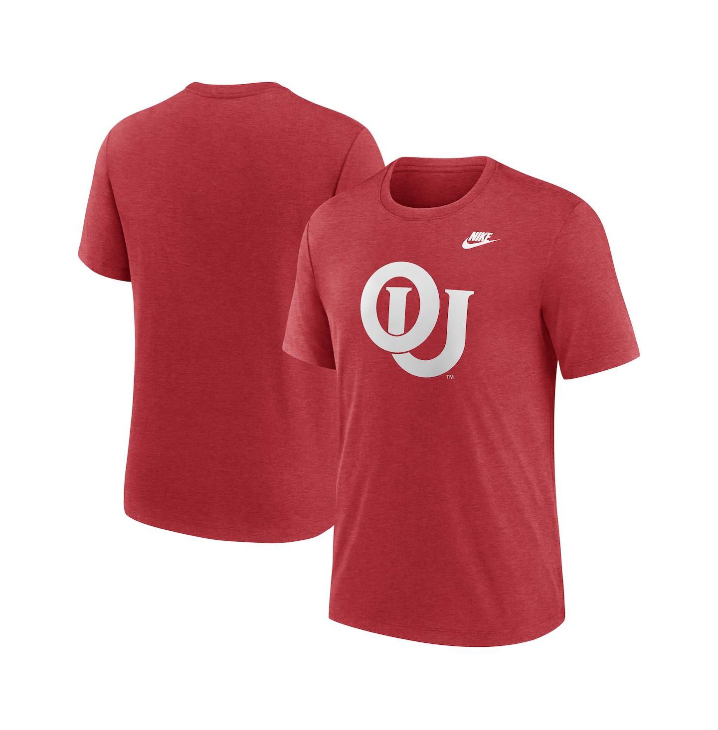 Мужская футболка Nike Heather Crimson Oklahoma Sooners Blitz Evergreen Legacy Primary Tri-Blend — фото 1