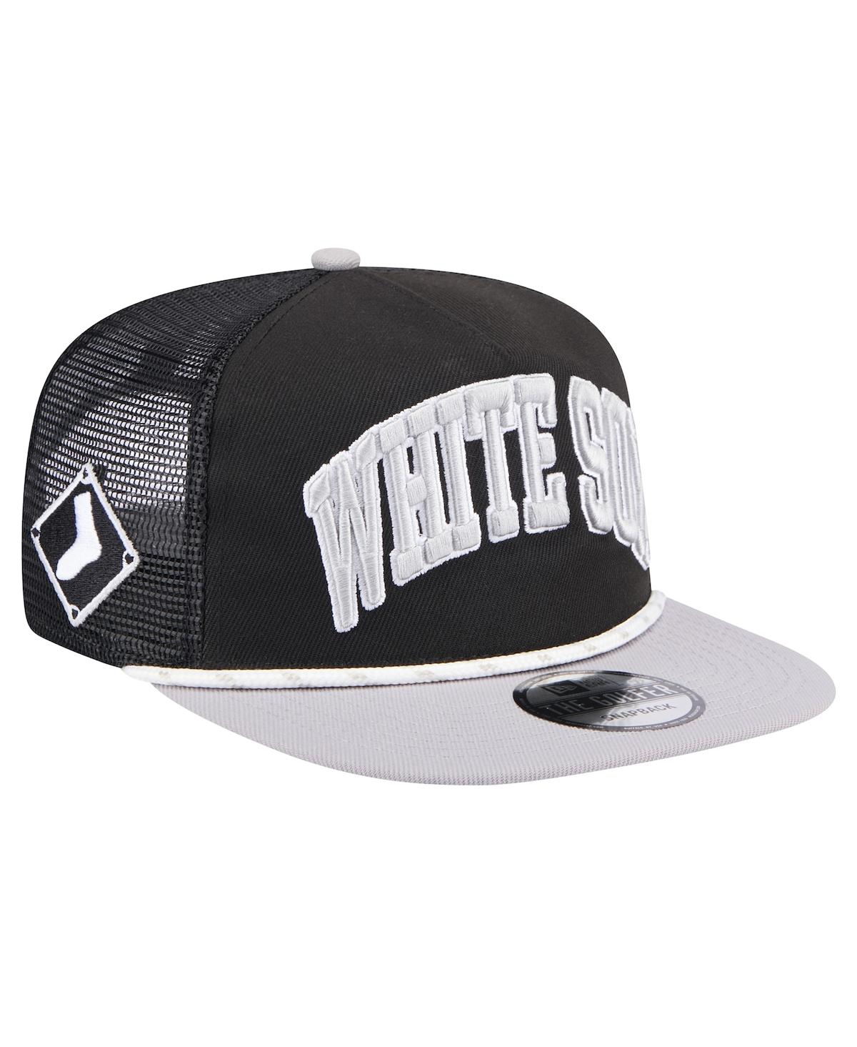 NEW ERA MEN'S BLACK CHICAGO WHITE SOX THROWBACK MESHBACK GOLFER HAT 