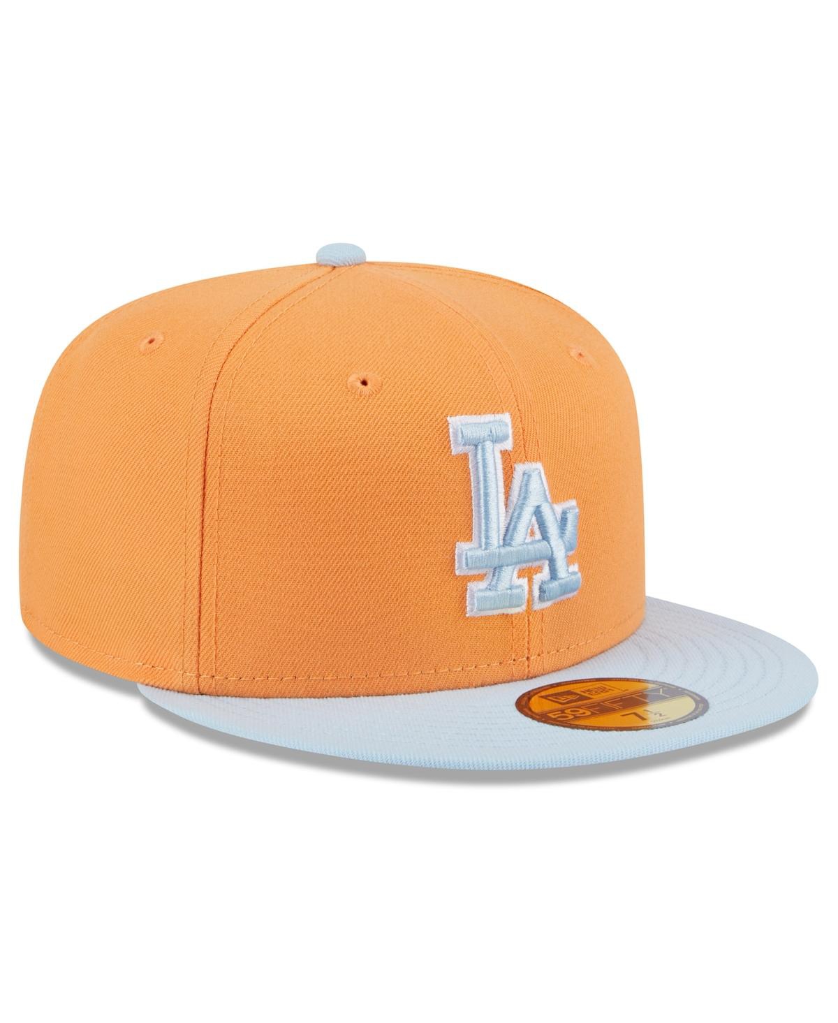 New Era Men's Orange/light Blue Los Angeles Dodgers Spring Color Basic Two-tone 59fifty Fitted Hat In Orange,light Blue