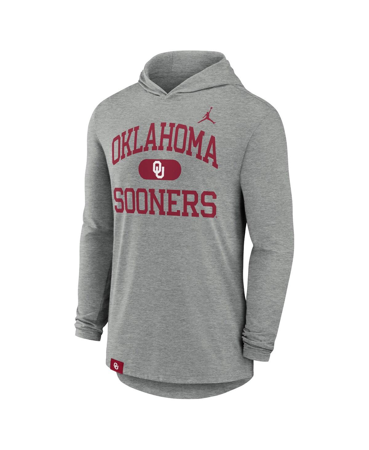 Jordan Men's Heather Gray Oklahoma Sooners Blitz Hoodie Long Sleeve T-shirt In Heather Gray