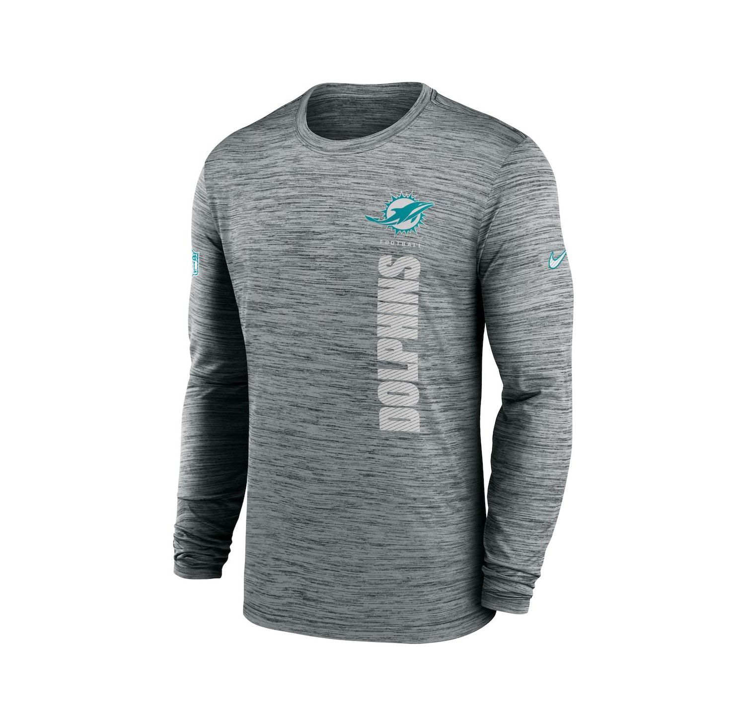 Men's Gray Miami Dolphins 2024 Sideline Velocity Performance Long Sleeve T-Shirt