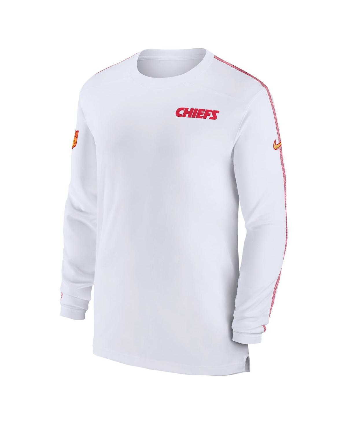 Nike Men'sKansas City Chiefs Sideline Coach Uv Performance Long Sleeve T-Shirt - White, Red