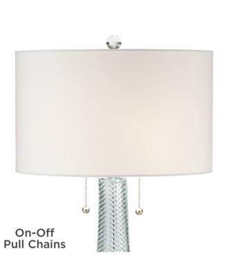 Miriam Modern Table Lamp 28 1/2" Tall Aqua Blue Fluted Glass with Table Top Dimmer White Drum Shade for Bedroom Living Room House
