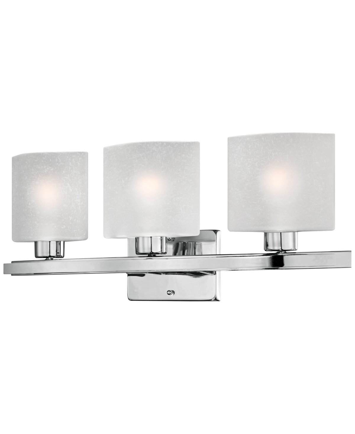 Possini Euro Design Linen Glass Modern Wall Light ChromeMetal Hardwired Wide 3-Light Fixture Straight Bar White Shade for Bathroom Vanit