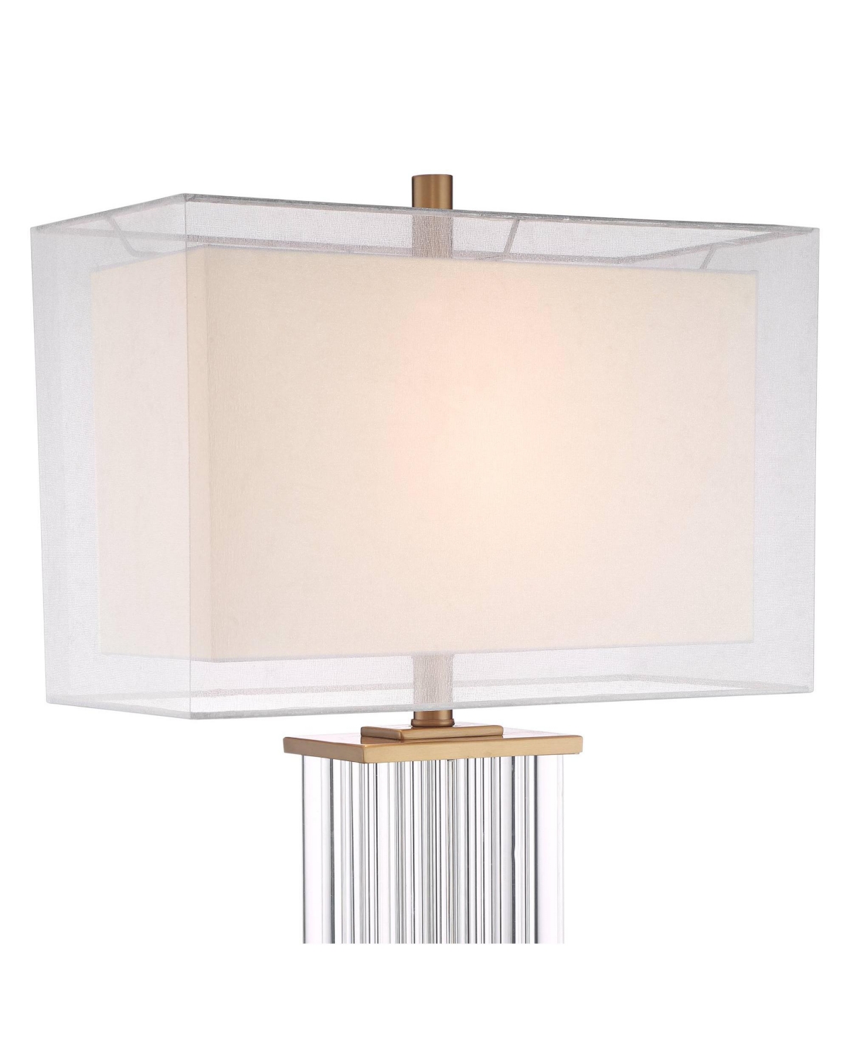 Vienna Full Spectrum Darcia Modern Luxury Table Lamp 29" Tall Clear Crystal Glass Column Double Rectangular Shade for Bedroom Living Room House H