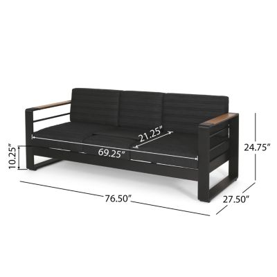 Streamdale Water-Resistant Aluminum Outdoor Sofa with Wood Composite Accents