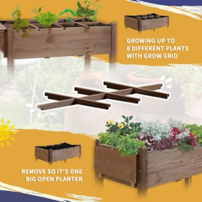 Spacious Wheeled Elevated Planter with Storage and Drainage