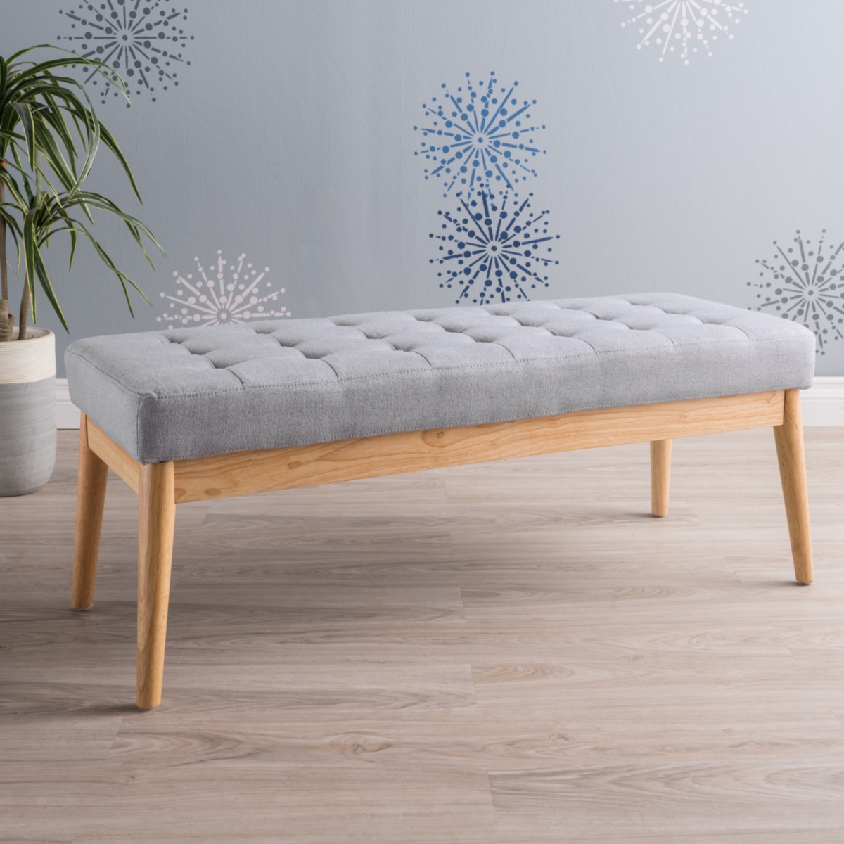 Streamdale Furniture Mid-Century Modern Tufted Bench with Versatile Charm