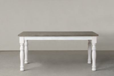 Ebret Farmhouse Two-tone Distressed Wood Dining Table, Brown and White