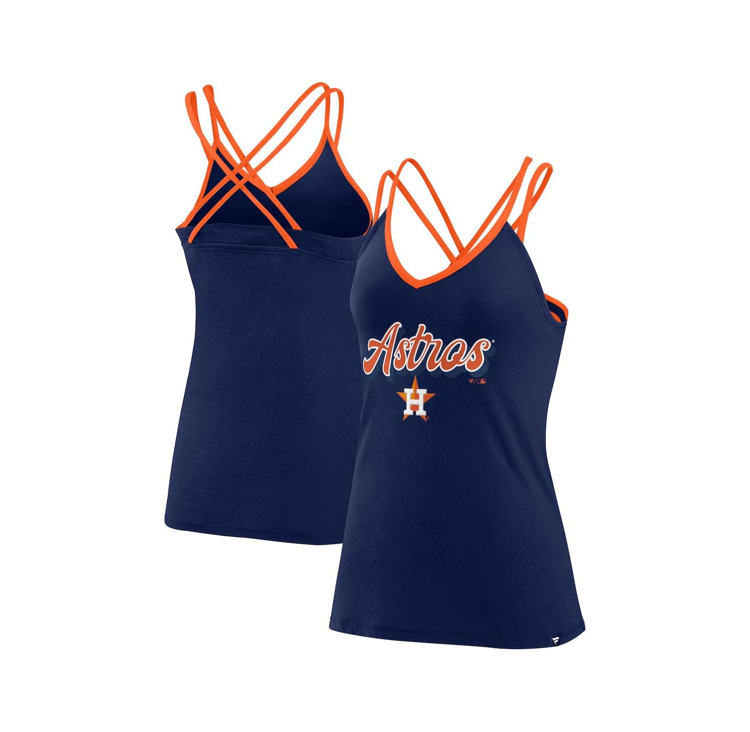 Women's Navy Houston Astros Go For It Strappy V-Neck Tank Top