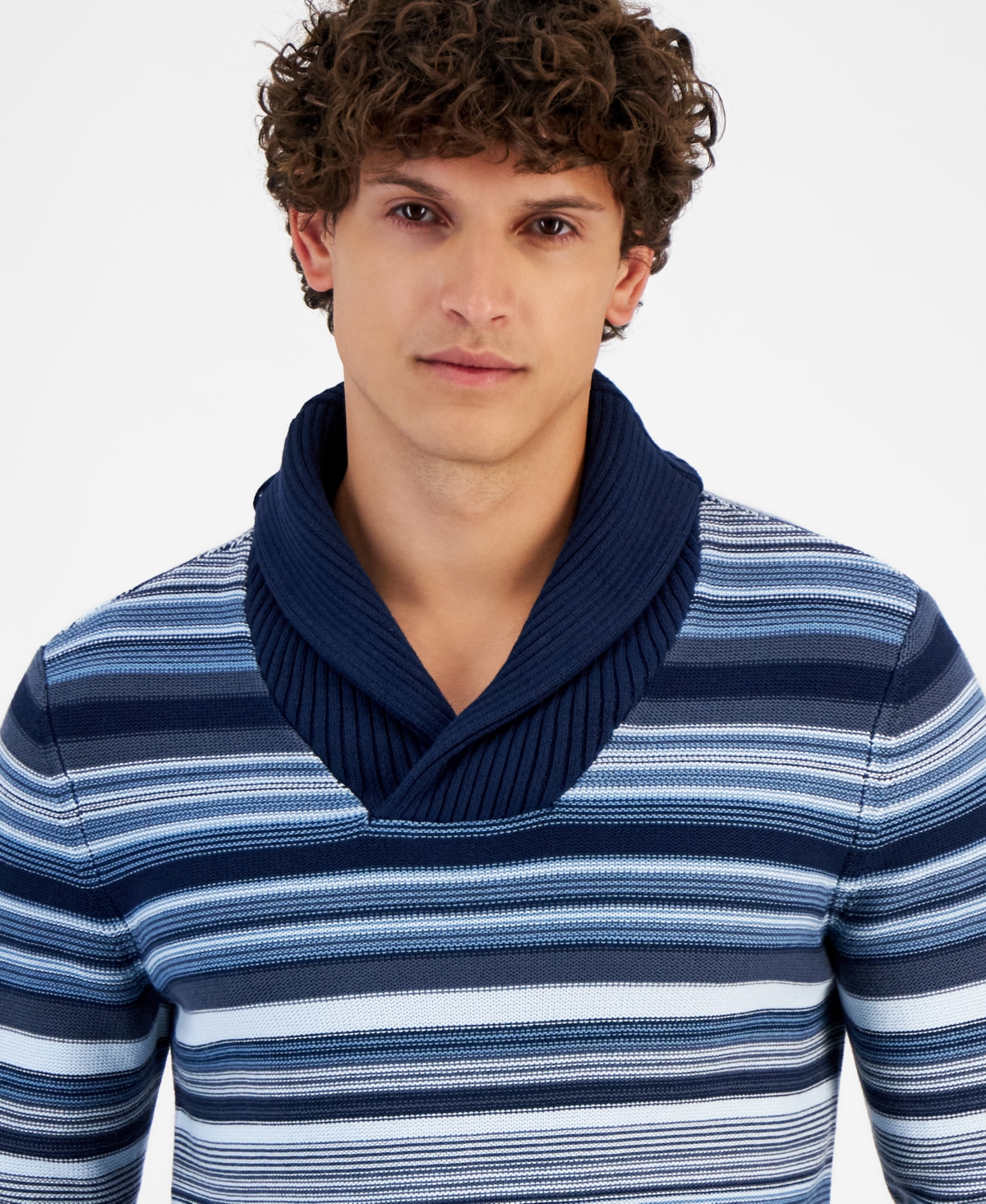 Sun + Stone Men's Blanket Stripe Shawl Sweater, Created for Macy's