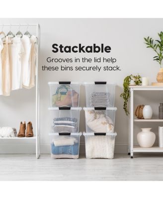 4 Pack 40qt Clear View Plastic Storage Bin with Lid and Secure Latching Buckles