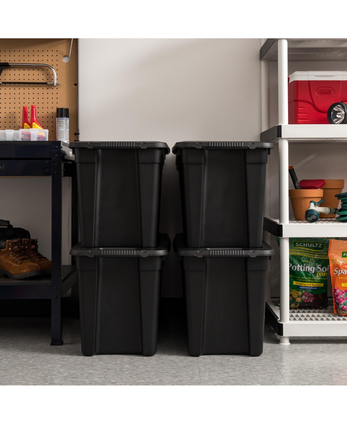 Iris 31 Gallon Heavy-Duty Storage Plastic Bin Tote Container, Set of 4 - Black