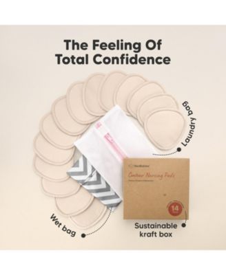 14pk Organic Nursing Pads, Reusable Nipple Pads for Breastfeeding, Washable Breast Pads + Wash Bag