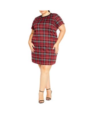 CITY CHIC Plus Size Check Love Shift Mini Dress - Macy's