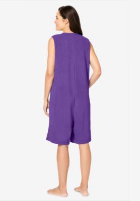 Plus Size Zip-Front Terry Romper