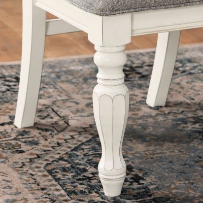 Antique White Solid Wood Upholstered Dining Chairs, Set of 2