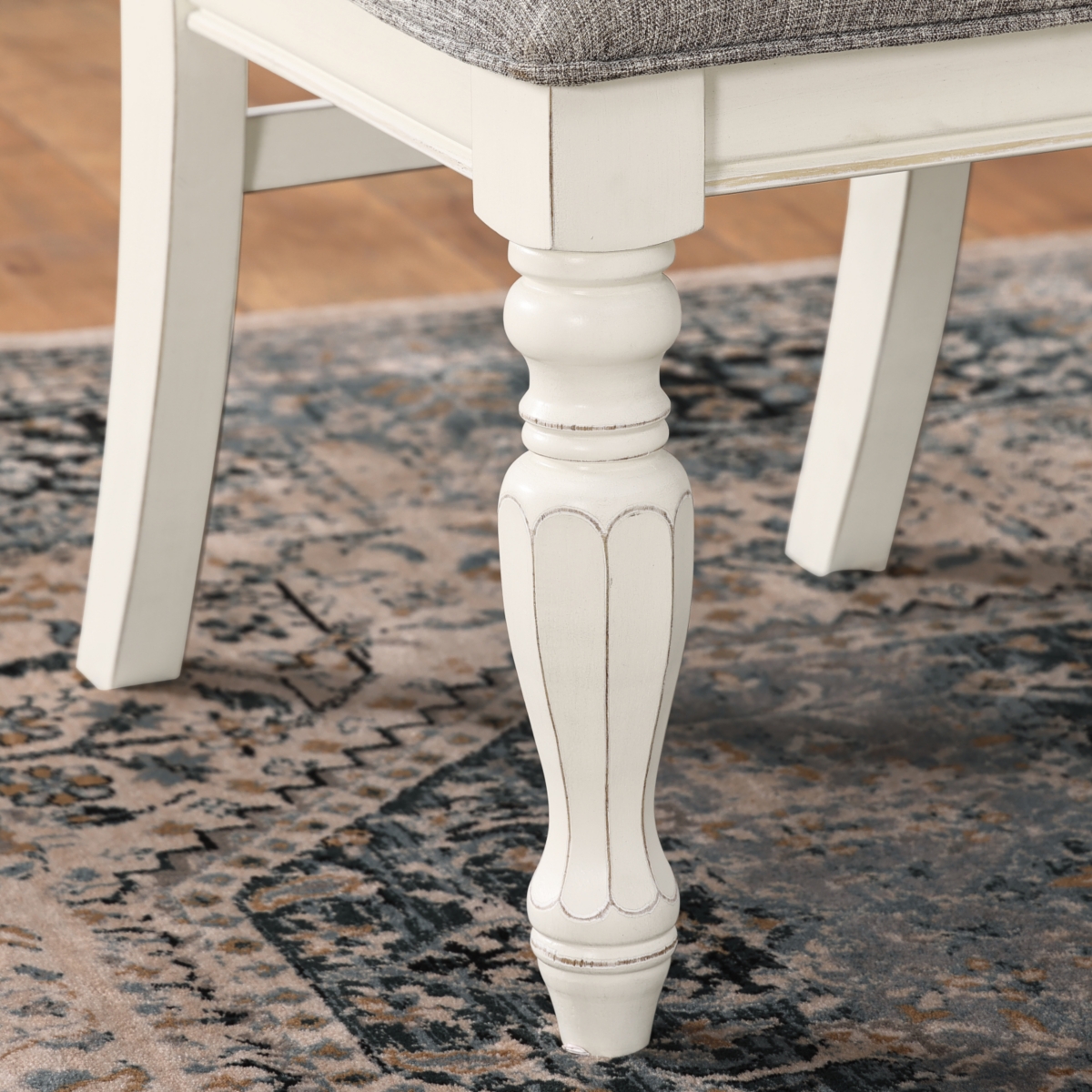 Streamdale Furniture Antique White Solid Wood Upholstered Dining Chairs, Set of 2