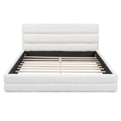 Streamdale Queen Size Upholstered Platform Bed, White