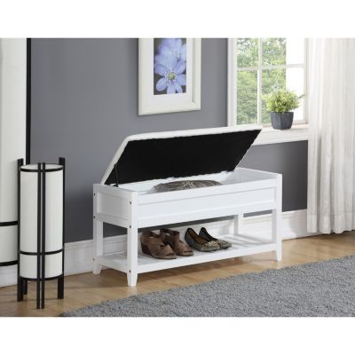 Rouen Seating Bench with Shoe Storage, White