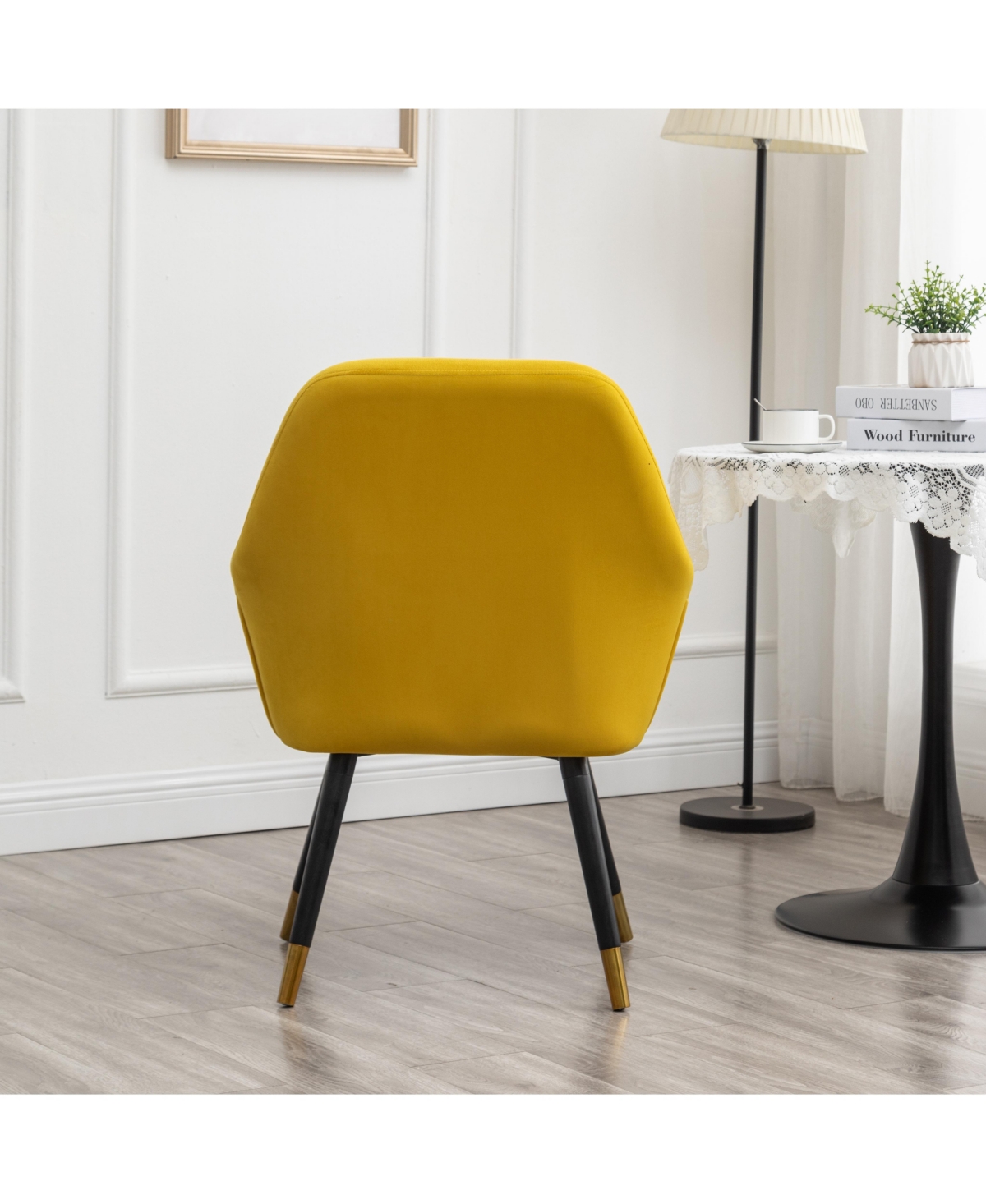 Simplie Fun Contemporary Velvet Upholstered Accent Chair, Yellow