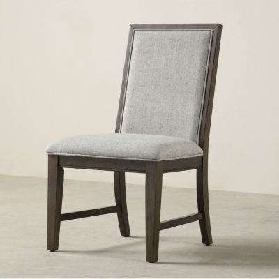 Solid Wood Upholstered Dining Chairs, Set of 2, Gray
