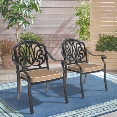 Streamdale Premium Black Aluminum Armchair with Cozy Cushions