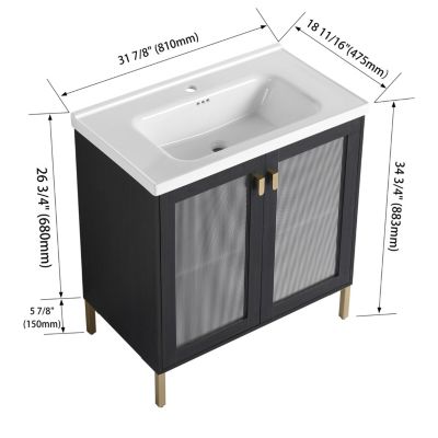 32" Freestanding Bathroom Vanity with Ceramic Sink