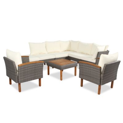 Streamdale 9-Piece Patio Furniture Set with PE Wicker and Acacia Wood