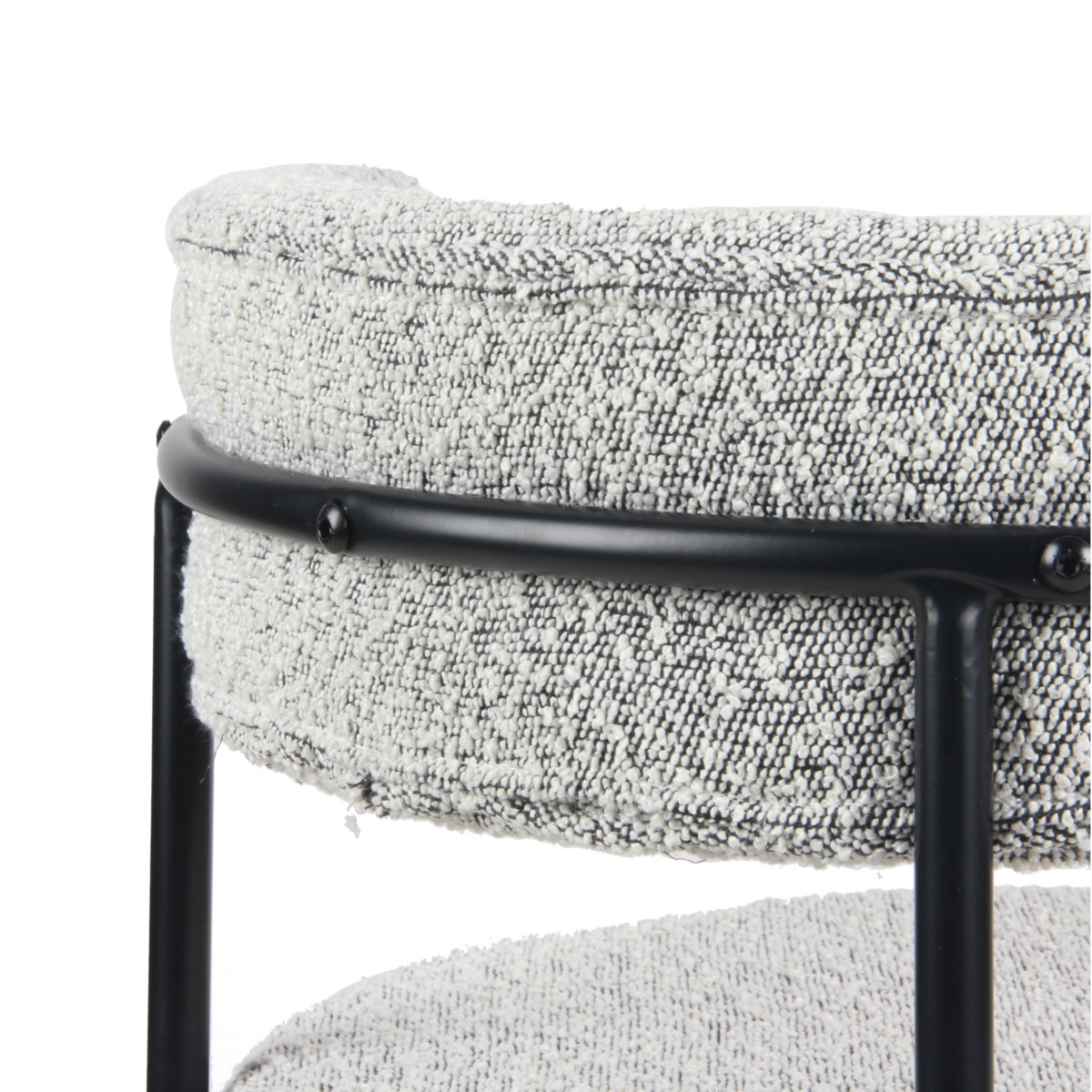 Streamdale Furniture Modern Round Boucle Dining Chairs, Set of 2, Black White