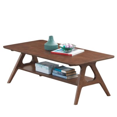Mid-Century Modern Wood Coffee Table with Shelf