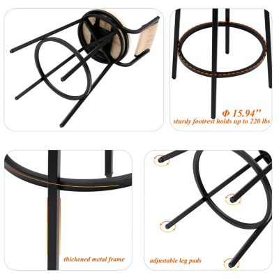 Streamdale Handwoven Bar Stool with Ergonomic Design and Durable Metal Base