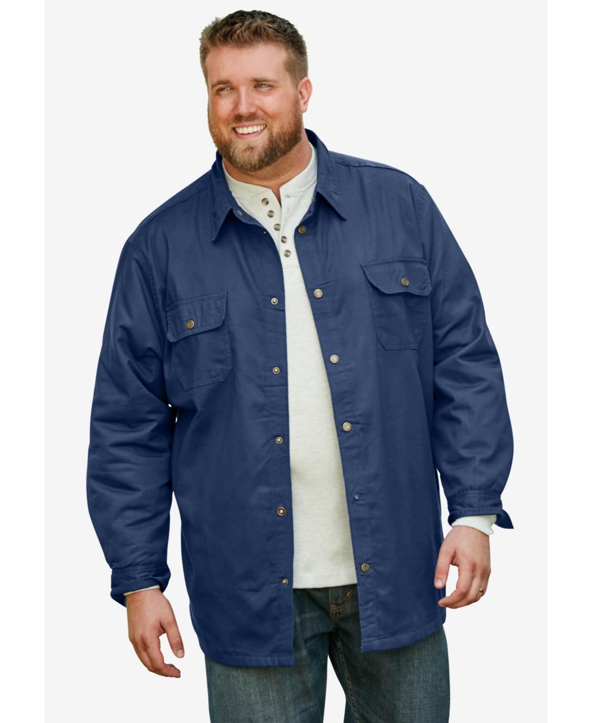 Boulder Creek Men's by KingSize Flannel-Lined Twill Shirt Jacket