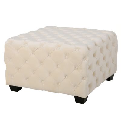 Streamdale Modern Glam Velvet Ottoman with Button-Tufted Diamond Stitch