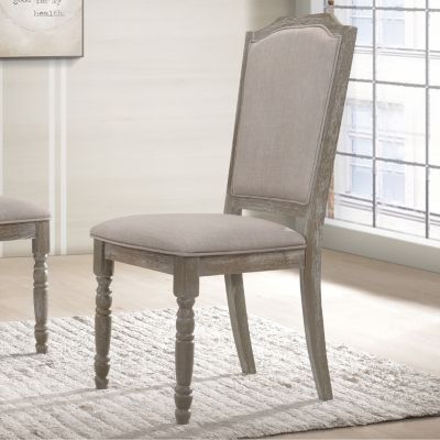 Wood Pedestal Dining Chair in Reclaimed Gray, Set of 2