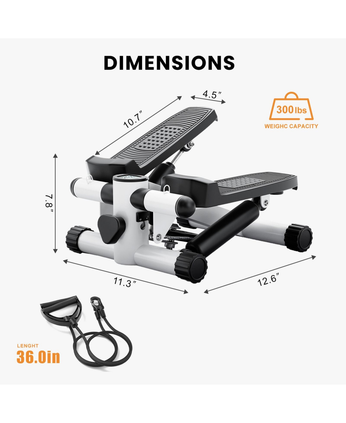 Streamdale Furniture Compact Mini Stepper with Led Display, Resistance Bands, and Non-Slip Base